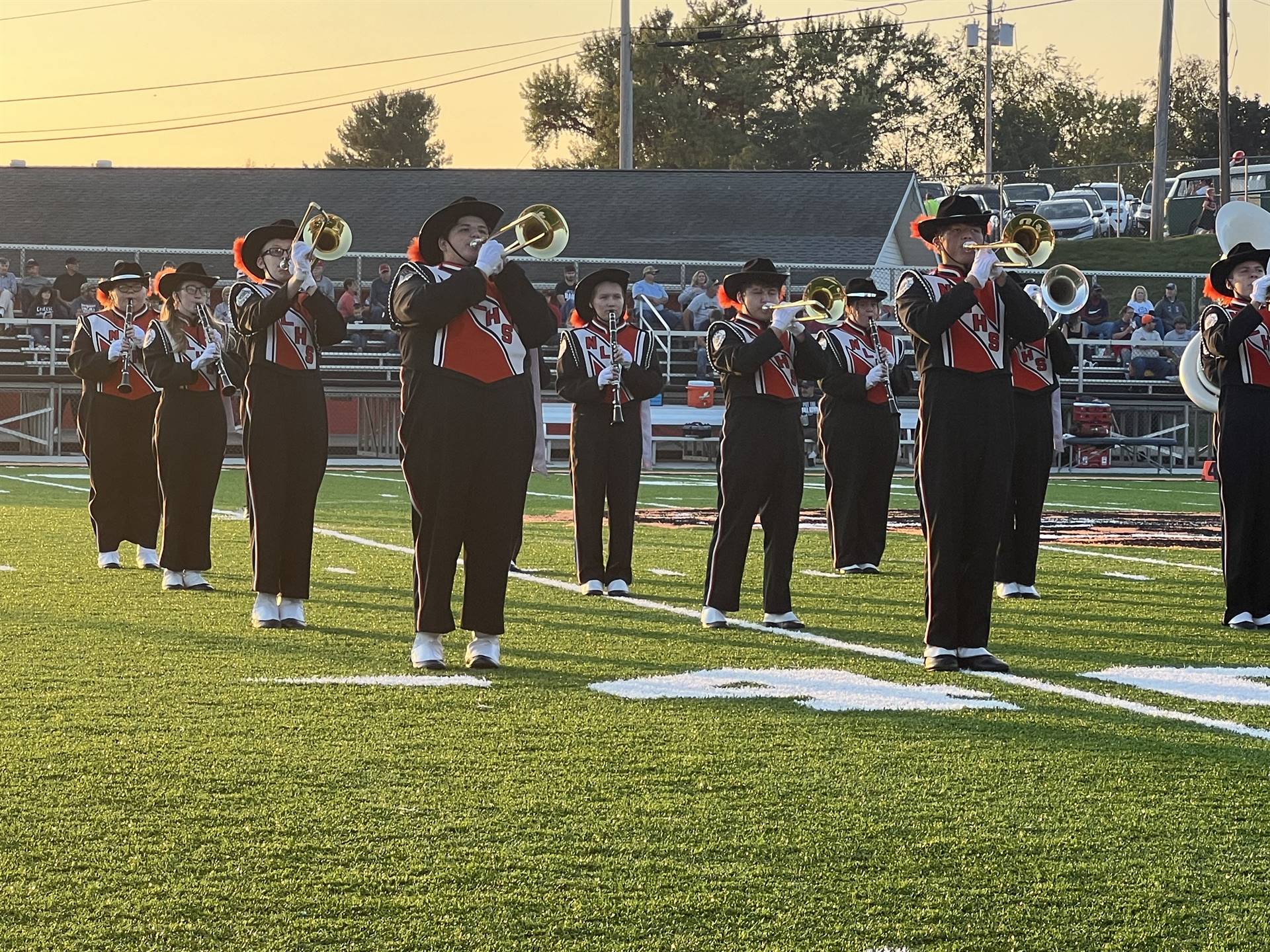 Marching Band Performing at Homecoming Game