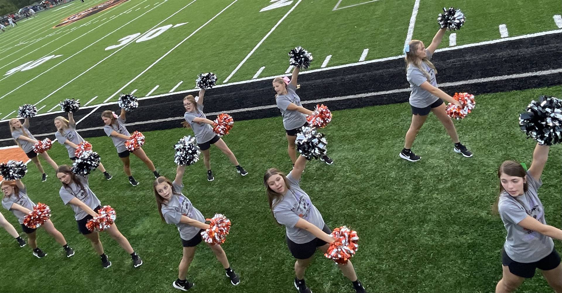 Cheerleaders Performing at the West M Game